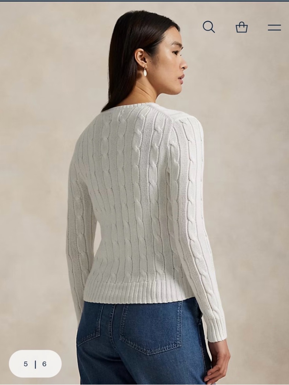 Ralph Lauren white Cable-Knit Crewneck Sweater - Picture 10 of 10